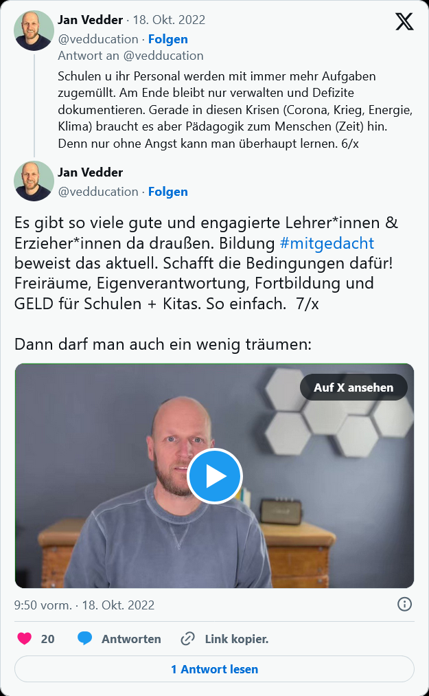 Statement auf der Plattform X